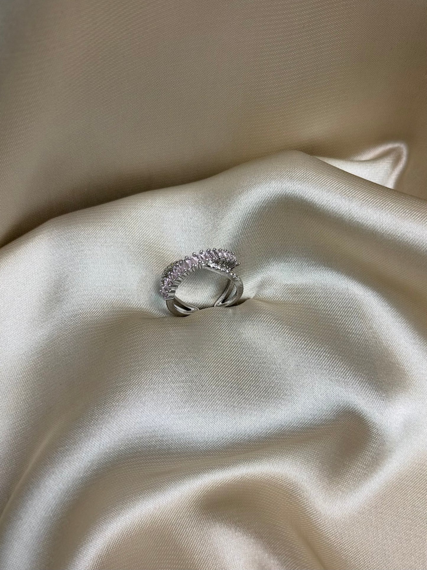 Modern | Iced Baguette | Criss-Cross X Ring | Tarnish-Resistant
