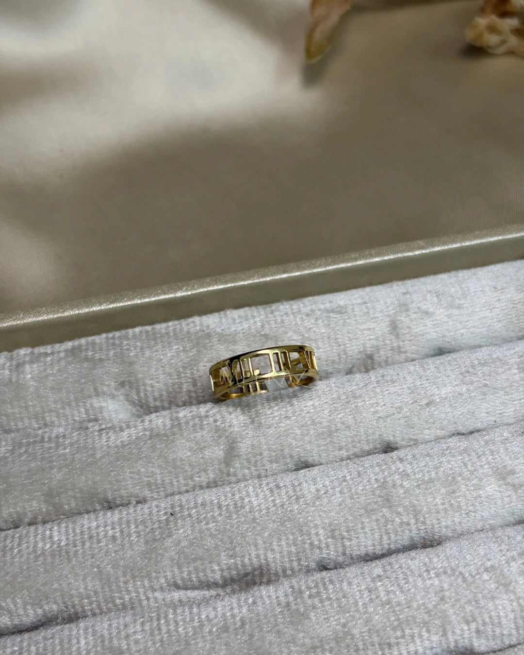 Minimalist | Gold Roman | Numeral Cutout Band | Cigar Ring