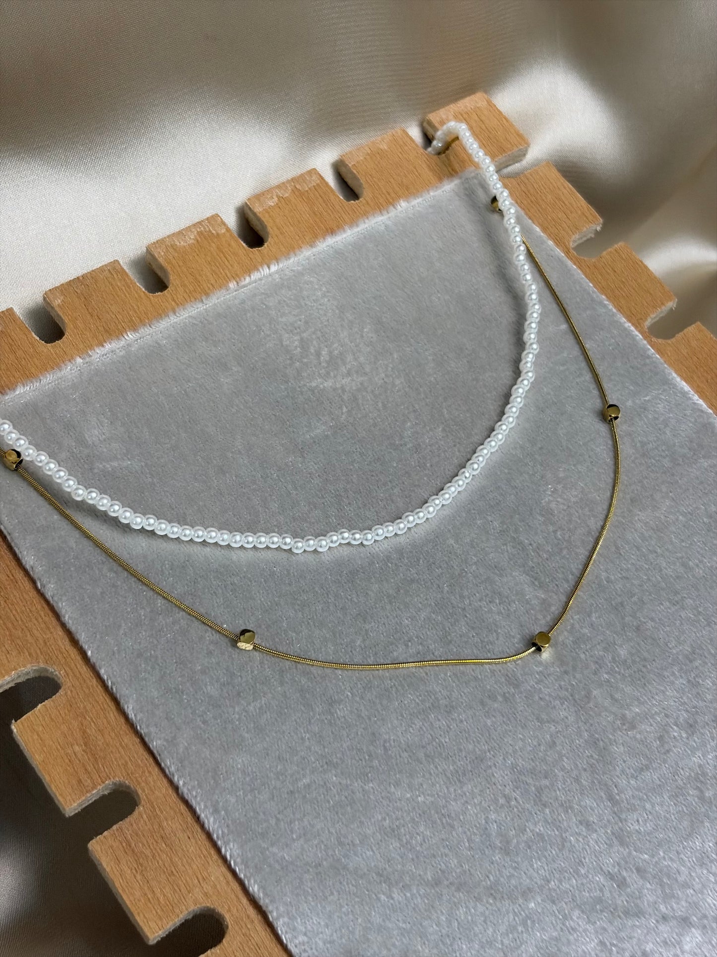 2-in-1 Elegant | Layered Pearl & Gold | Chain Necklace | Stainless Steel
