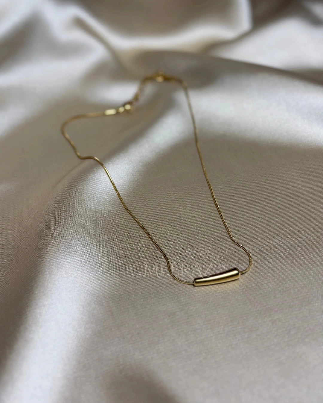 Minimalist Gold | Cylinder Slider Necklace | Waterproof | Stainless Steel Chain