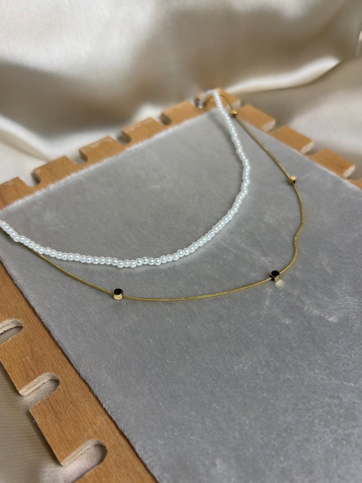 2-in-1 Elegant | Layered Pearl & Gold | Chain Necklace | Stainless Steel