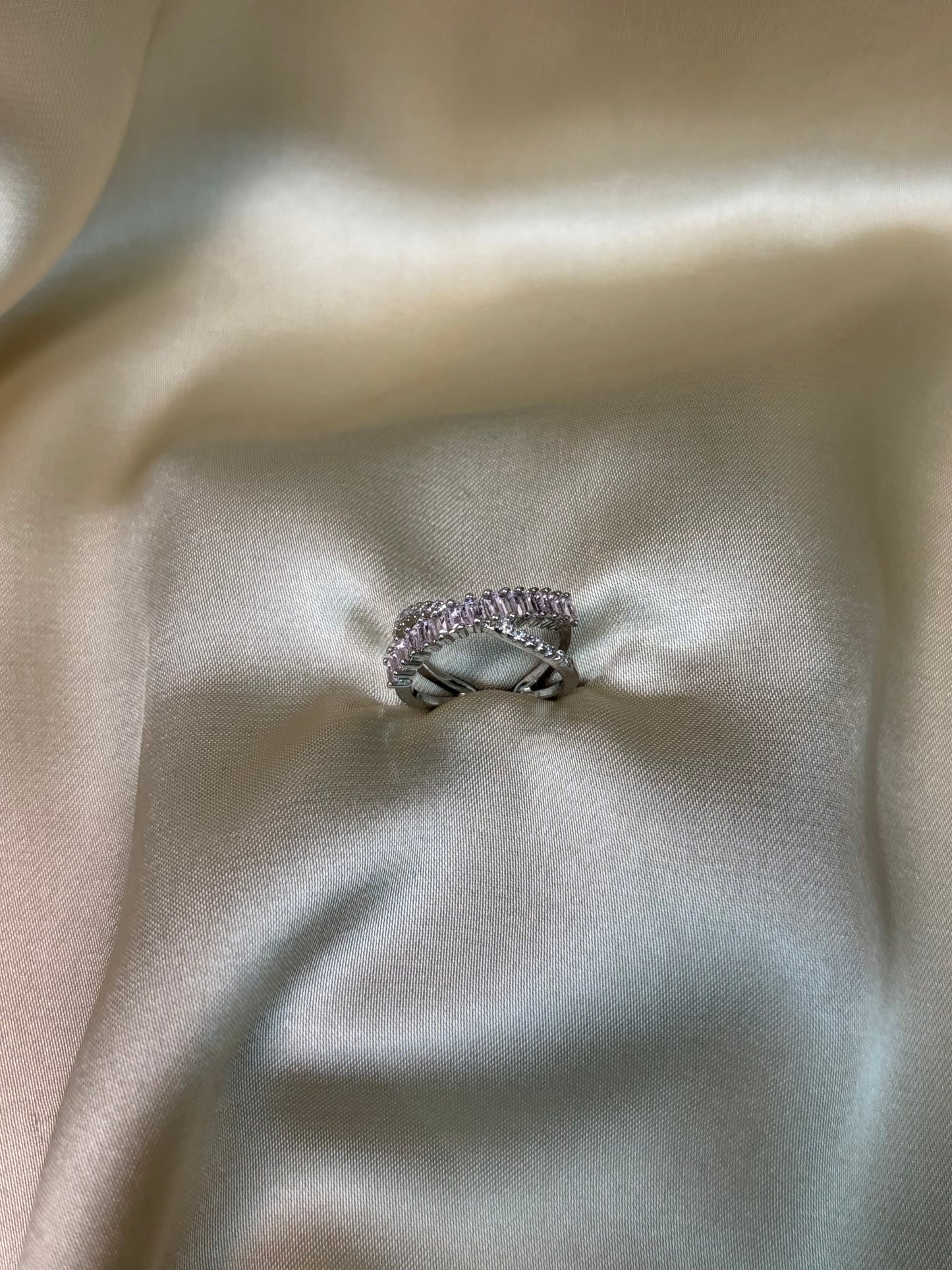 Modern | Iced Baguette | Criss-Cross X Ring | Tarnish-Resistant