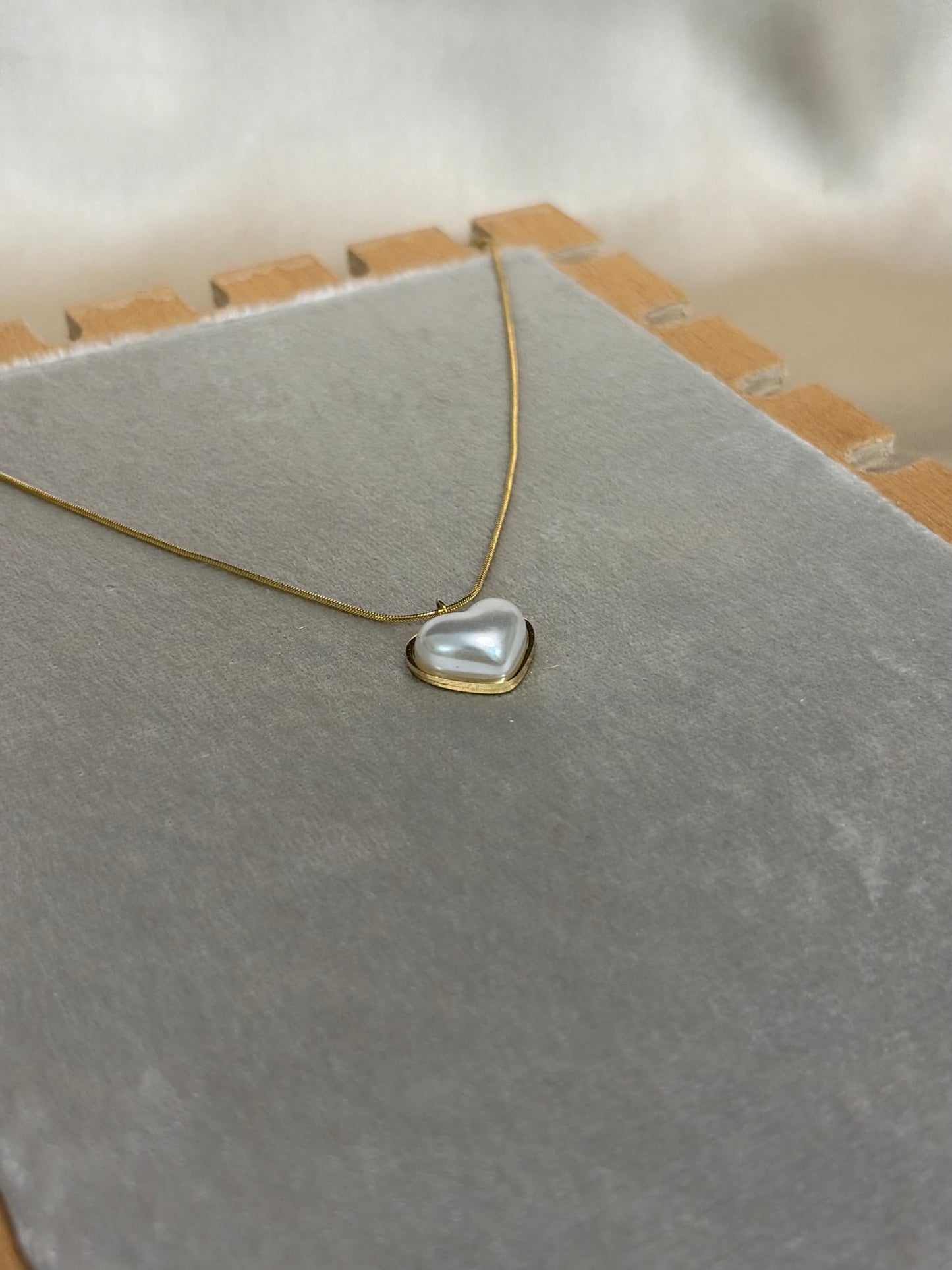 Luminous | Pearl Heart Pendant | Gold Snake Chain Necklace